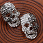 Grey Cutout Scary Skull Head Stud Earrings
