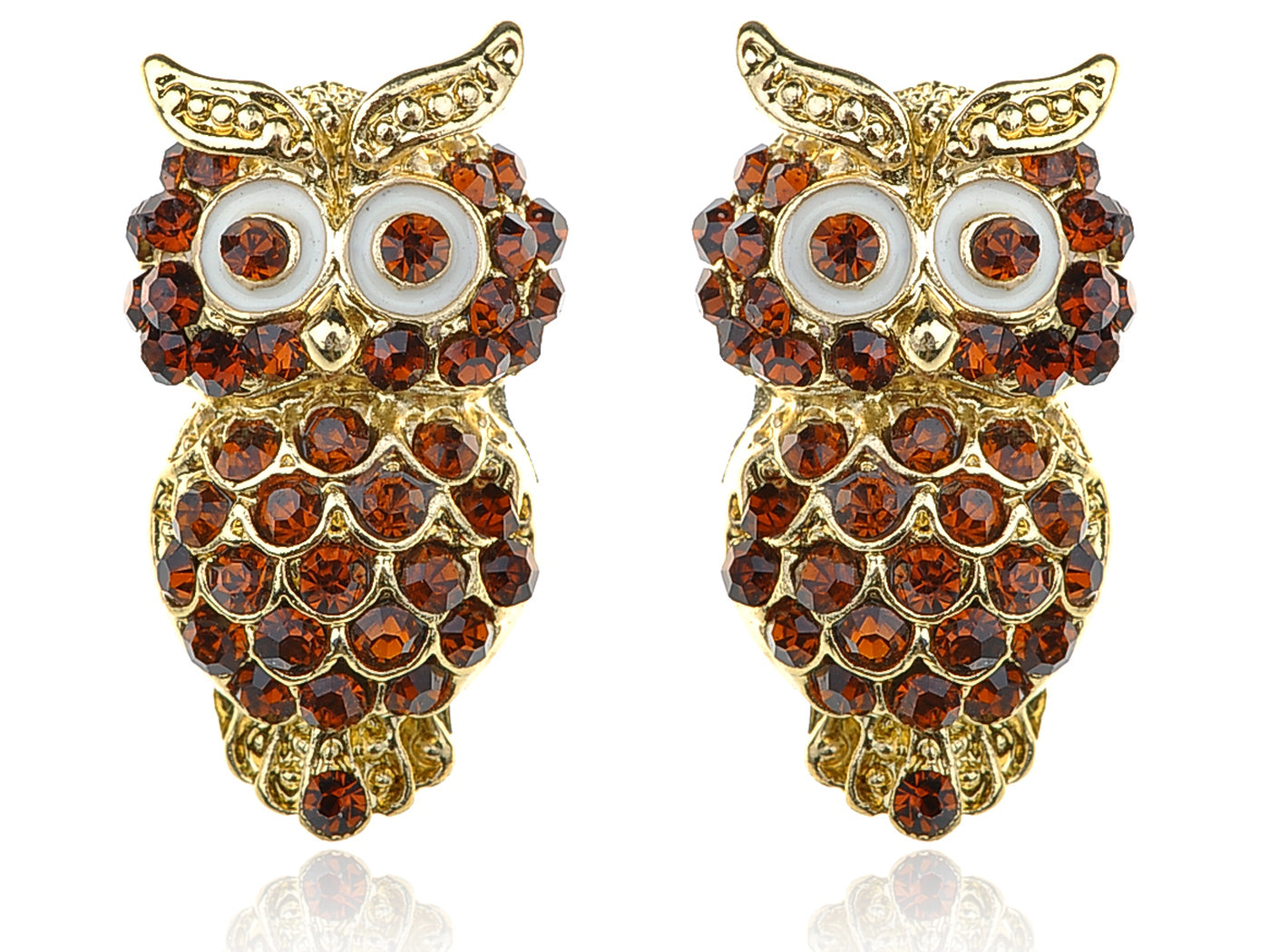 Beautiful Ruby Topaz Big Eyed Owl Stud Earrings