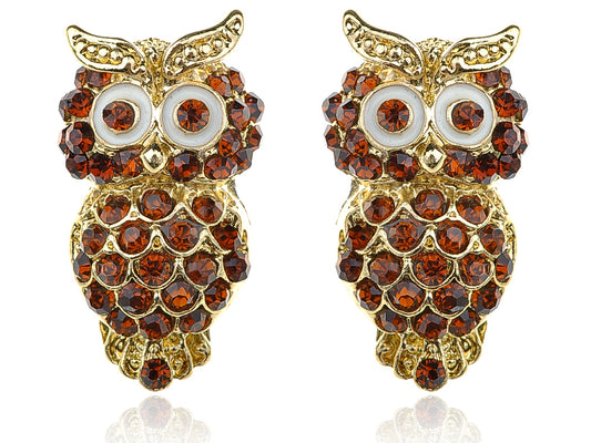 Beautiful Ruby Topaz Big Eyed Owl Stud Earrings