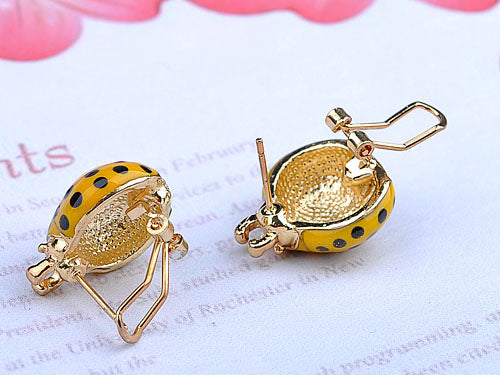 Fun Big Rounded Painted Ladybug Insect Stud Earrings