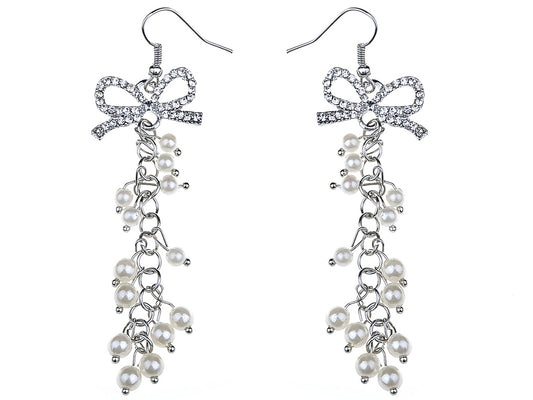 Gorgeous Pearlescent Bead Bow Dangle Fishhook Earrings