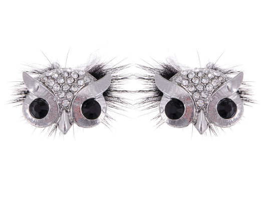 Color Furry Hair Owl Bird Masquerade Element Earrings