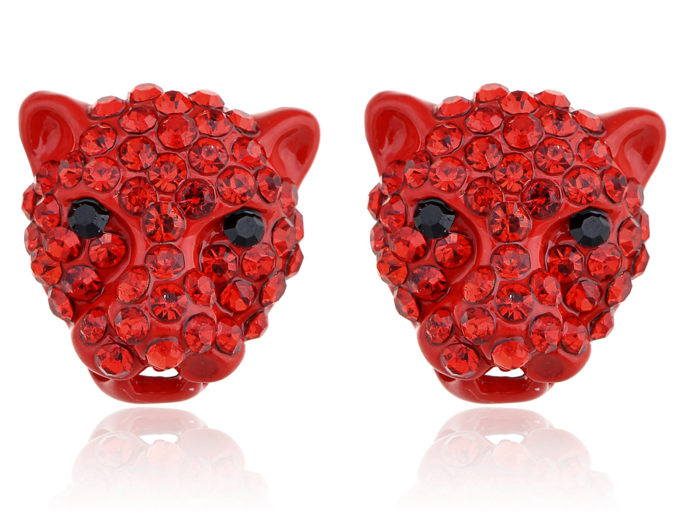 Red Colored Rare Demonic Devilish Jaguar Element Earrings