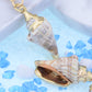 Accent Marine Nautical Brown White Conch Seashell Fish Mermaid Dangle Drop Earrings