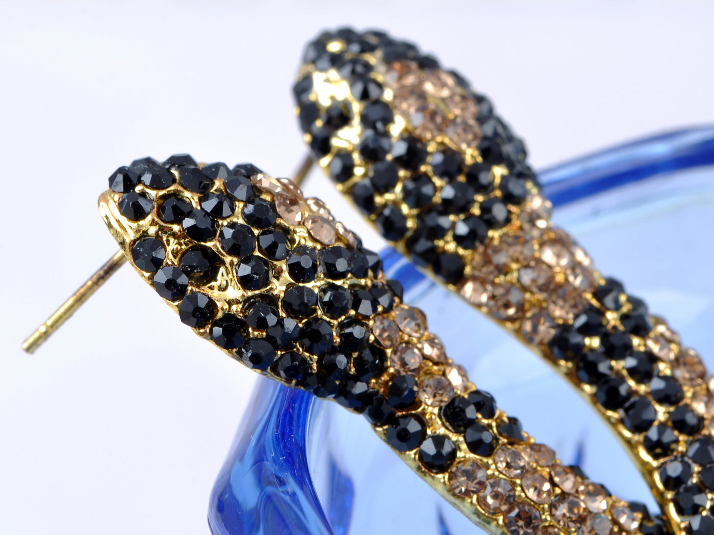 Topaz Black Encrusted Slithering Snake Pair Earrings