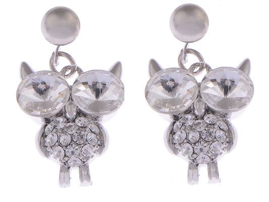 Color Twin Head Eye Horned Owl Element Earrings