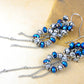 Blue Grey Shimmer Beaded Cluster Wreath Dangling Fish Hook Earrings