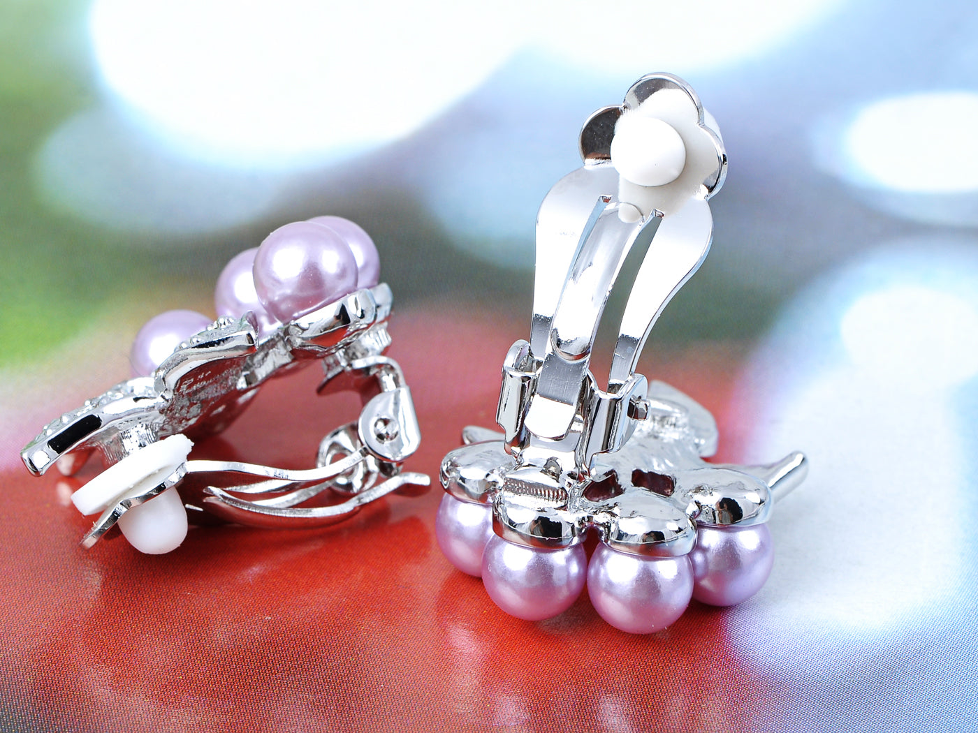 Mini Elements Twin Cherries Pink Pearl Clip On Earrings