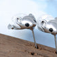 Silver White Opal Colored Ss Mini Mouse Rat Stud Earrings