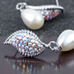 Petite Pearl Aurora Borealis Elements Wing Drop Earrings