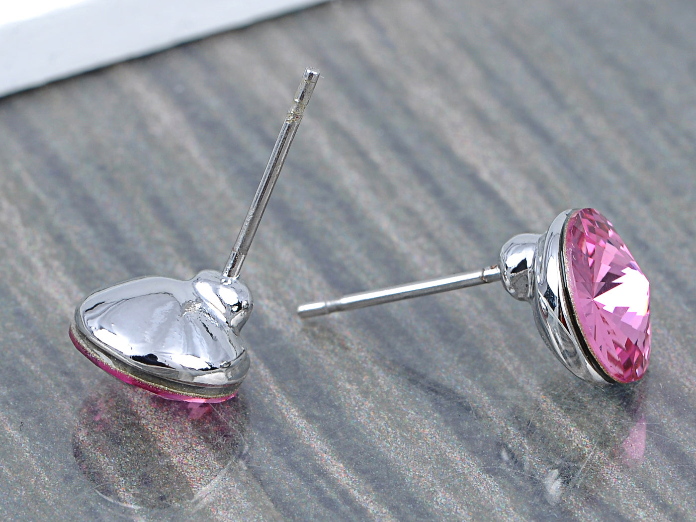 Mini Chic Round Shape Rose Pink Elements Stud Earrings