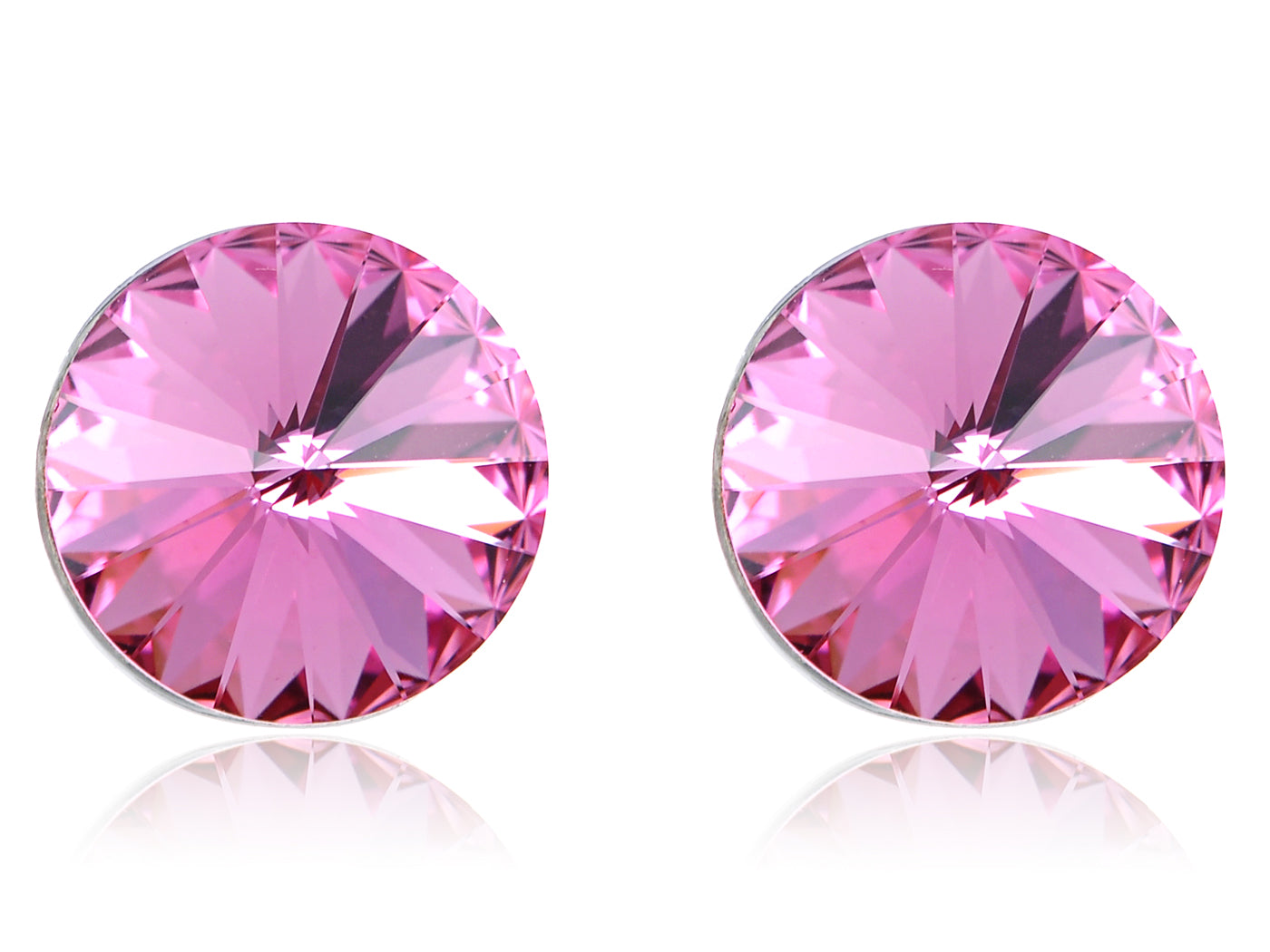 Mini Chic Round Shape Rose Pink Elements Stud Earrings