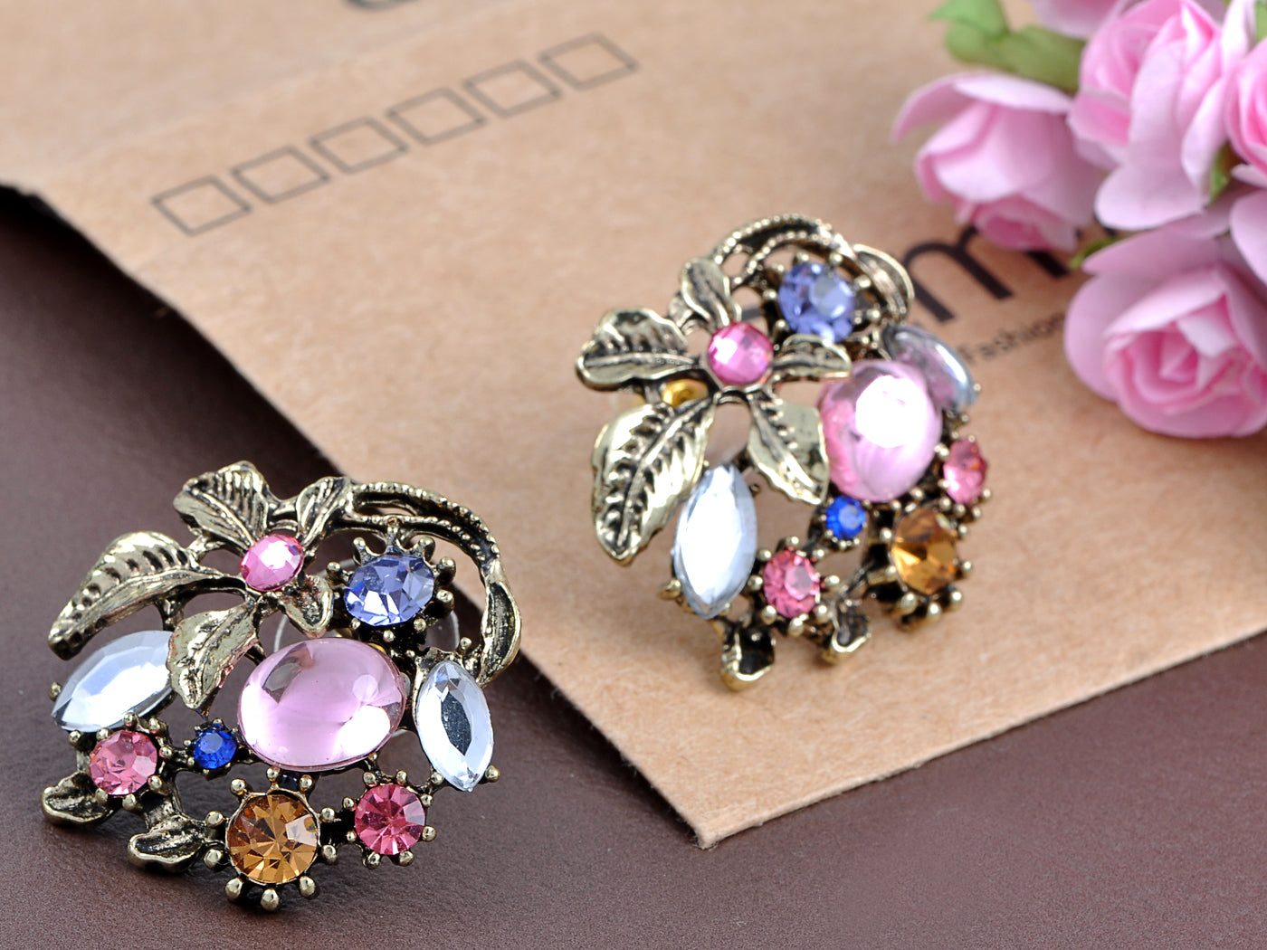 Multicoloured Jewels Sprouting From Leaves Delight Magic Of This World Earrings