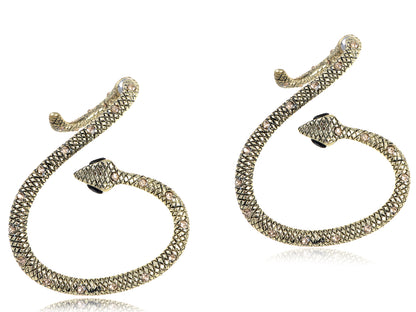 Bronze Black Eyed Snake Dimensional Gold Earrings
