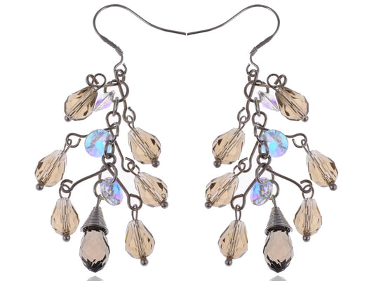 Petite Smoky Grey Cluster Of Beads Classic Drop Earrings