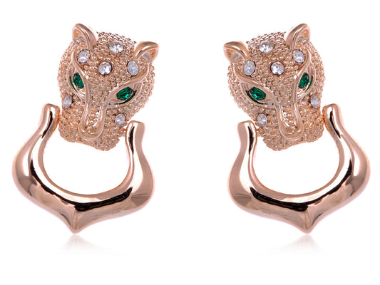 Jaguar Cat Head Face Door Knocker Stud Earrings