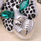 Emerald Eyed Black Spots Cheetah Button Earrings