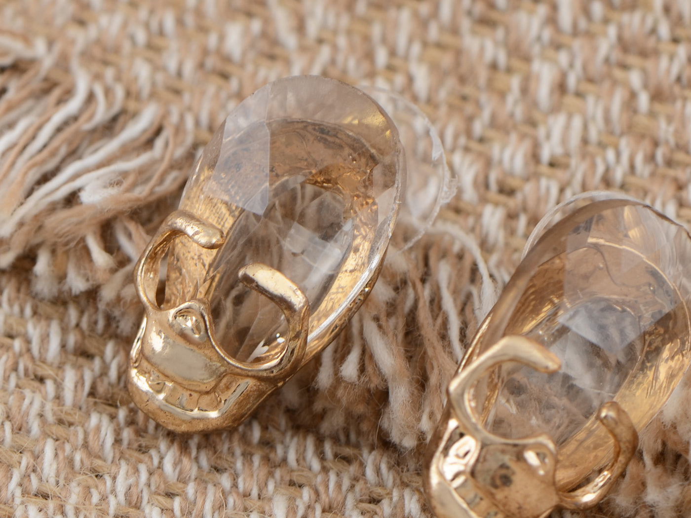 Egyptian Transparent Oval Rough Cutout Earrings