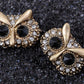 Antique Black White Accented Owl Earrings