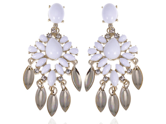 Royal Chalky White Bead White Earrings