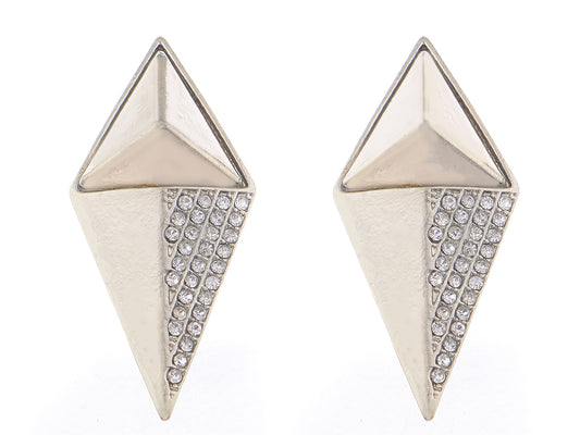 Contemporary Parellogram Pyramid Accented Earrings