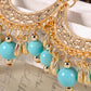 Asian Intricate Design Blue Bead Earrings