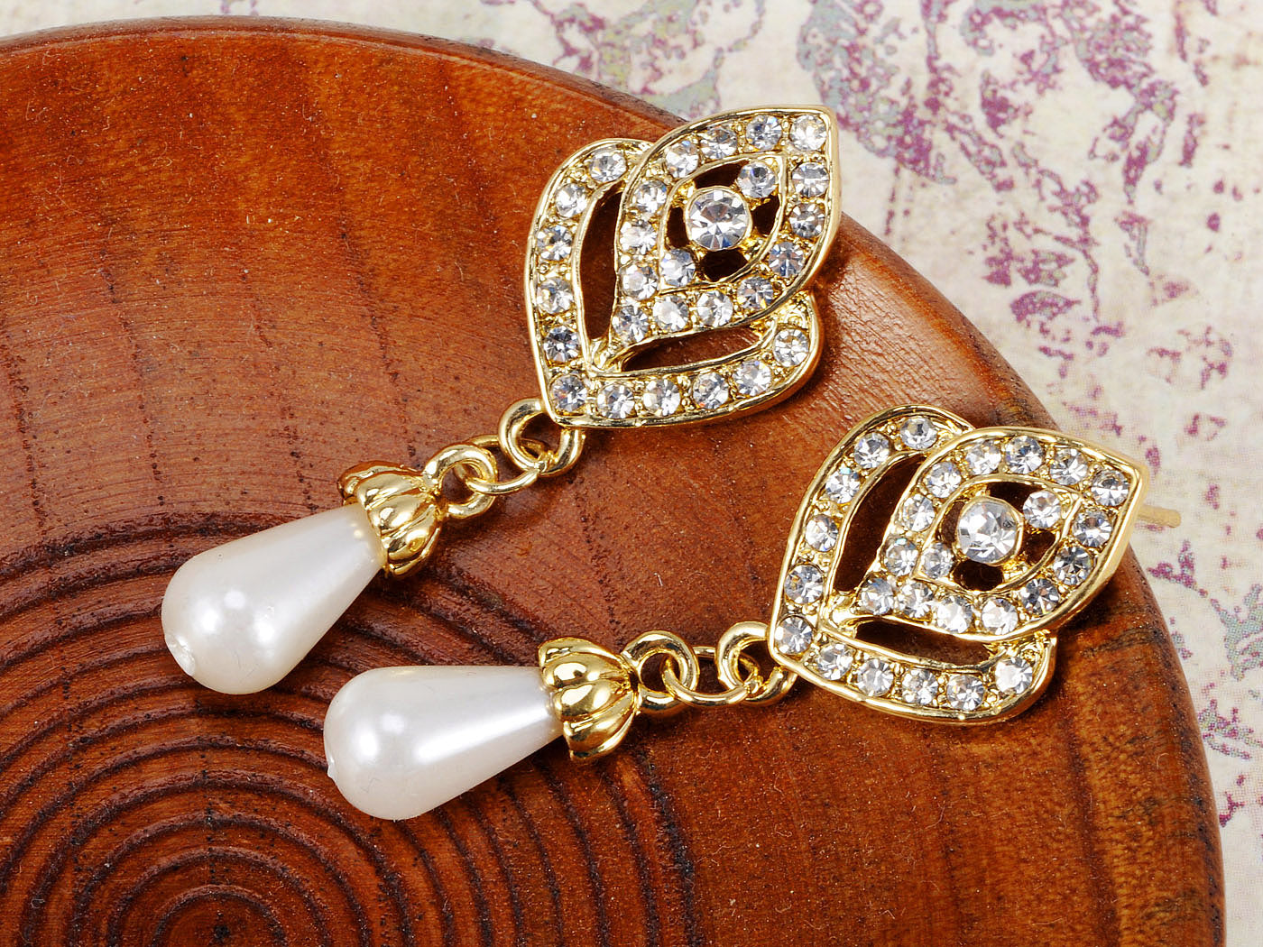 Embellished Teardrop Pearl Dangle Earrings