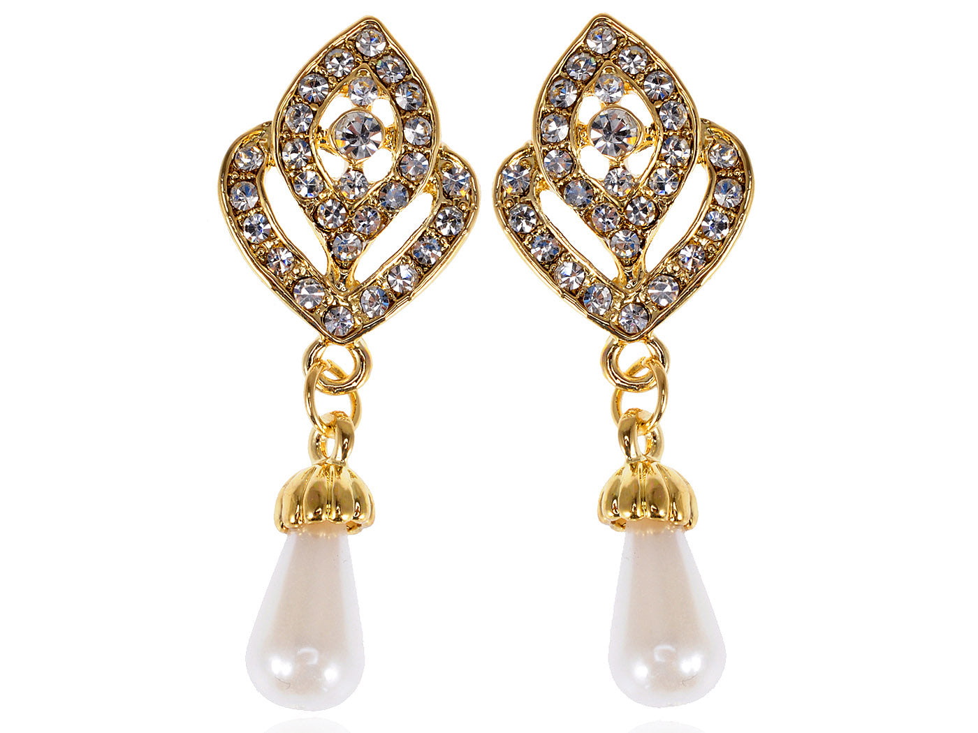 Embellished Teardrop Pearl Dangle Earrings