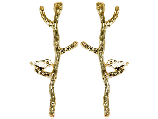 Contemporary Single Bird On Twig Earrings