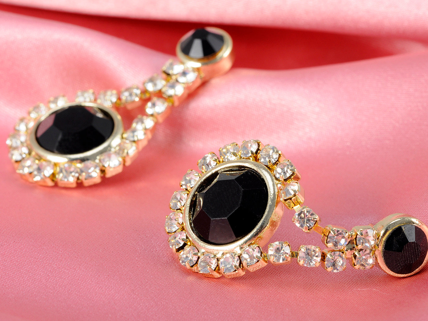Royal Black Beaded Earrings
