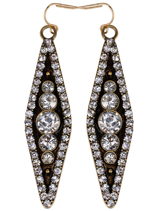 Trapezium Shaped Embellished Dangle Earrings