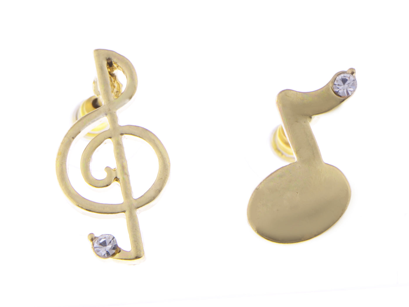 Yellow Gold Treble Clef Musical Note Stud Earrings For Music Lovers