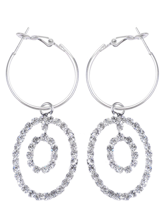 Double Hoop Geometric Hollow Round Circle Dangle Earrings Silver Earrings For Women Jewelry