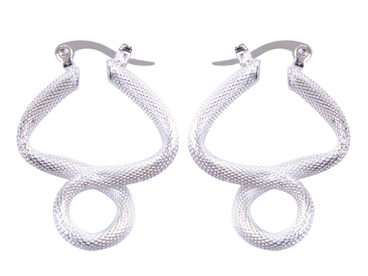 Silver Snakeskin Loop Animal Jewelry Earrings