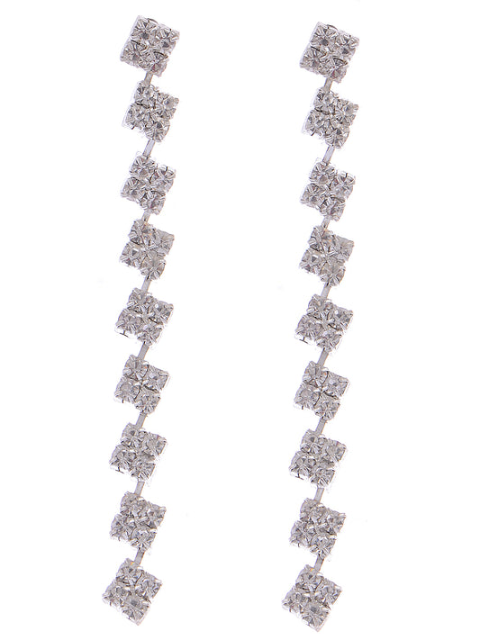 Bridal Silver Long Dangle Earrings