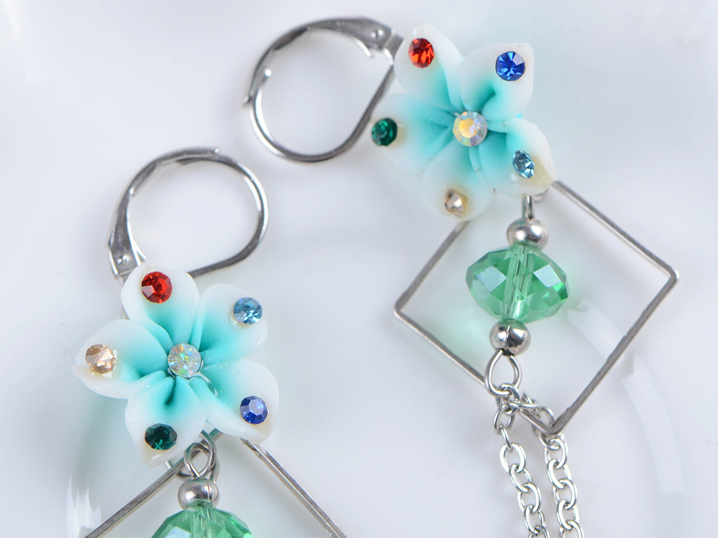 Flower Floral Pendant Geometric Dangling Chains Tassels Chandelier Earrings
