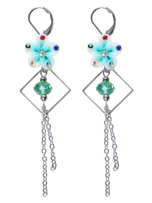 Flower Floral Pendant Geometric Dangling Chains Tassels Chandelier Earrings