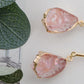 Rose Quartz Gems Irregular Shape Dangle Drop Trendy Bohemian Earrings
