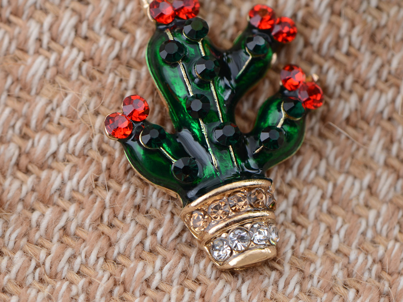 Multicolor Green Enamel Cactus House Plant Flower Dangle Drop Earrings