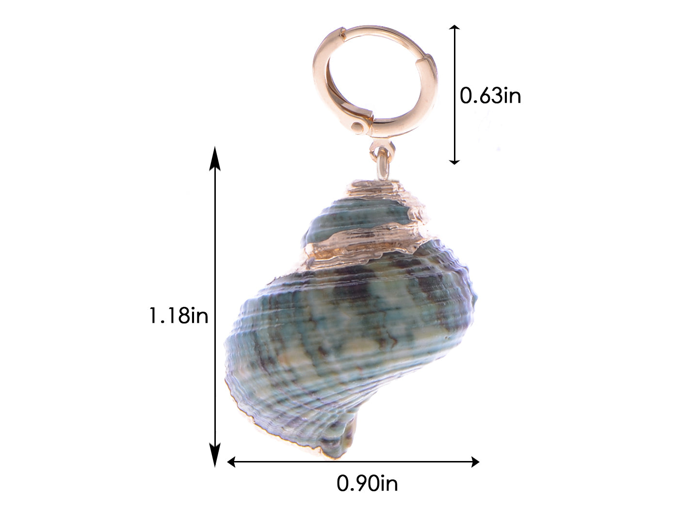Alilang Seashell Drop Dangle Earrings Golden Accent Mermaid Green Ocean Sea Conch