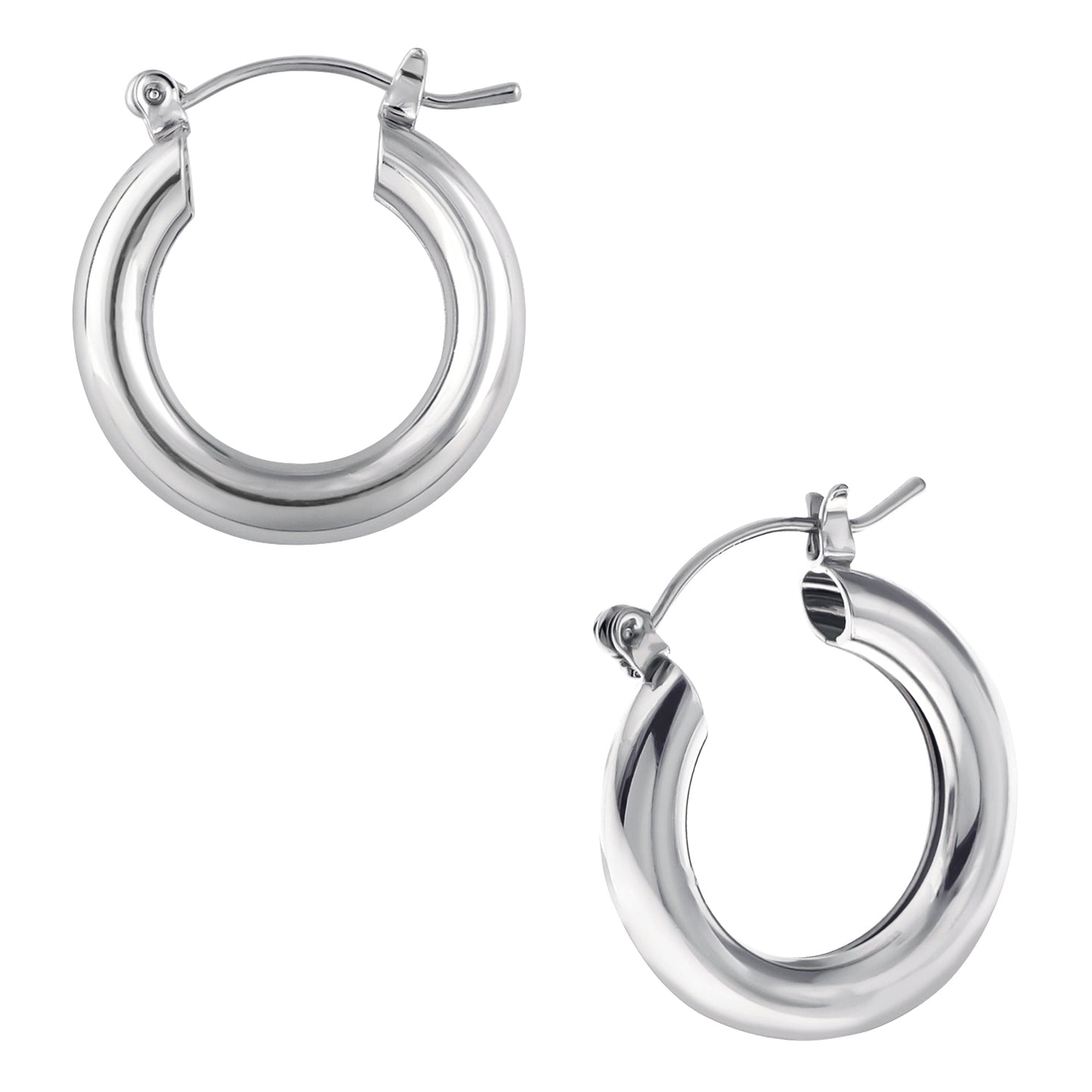 Alilang 14K Gold Plated Round Hoop Earrings for Womens Girls, Chunky Thick Huggie Earrings with 925 Sterling Silver Post for Sensitive Ears