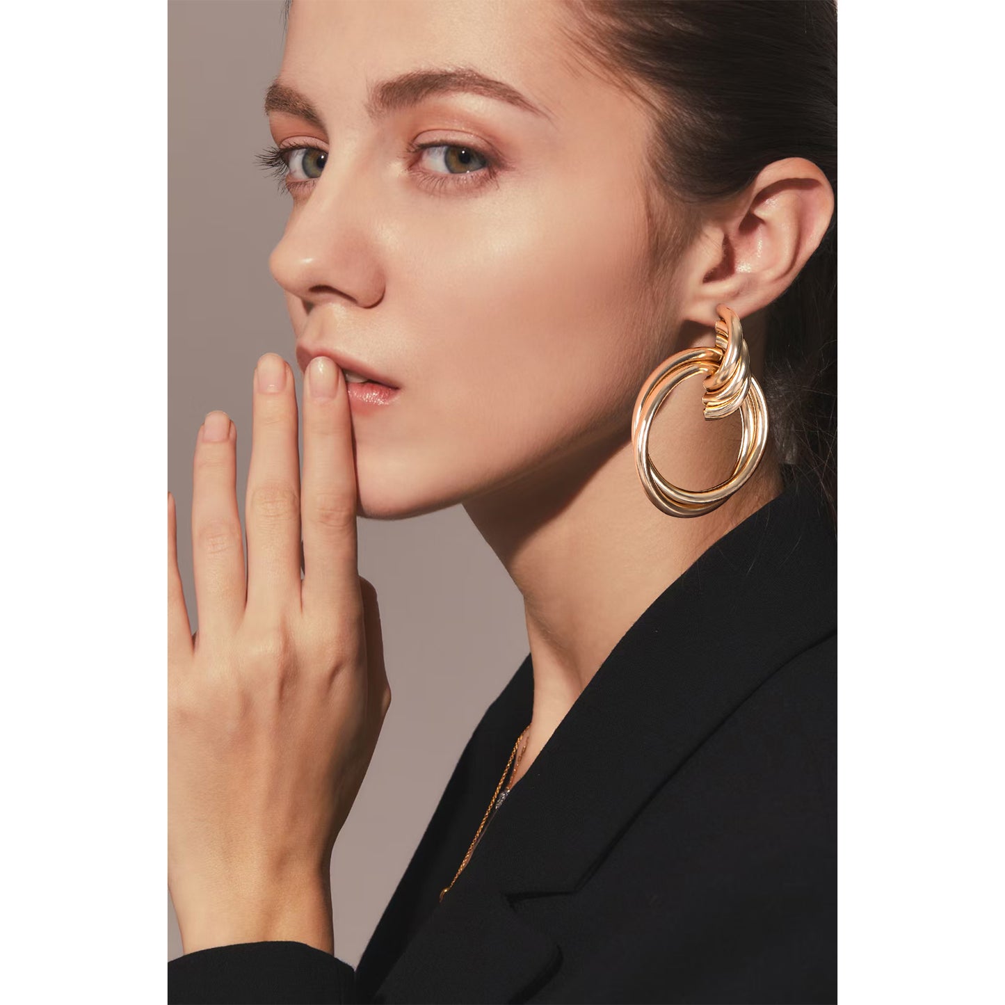 Alilang 14K Gold Plated Twisted Hoop Earrings for Womens Girls, Round Earrings with 925 Sterling Silver Post for Sensitive Ears