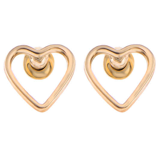 Alilang 14K Gold Plated Heart Shapes Stud Earrings with 925 Sterling Silver Post for Womens Girls Sensitive Ears