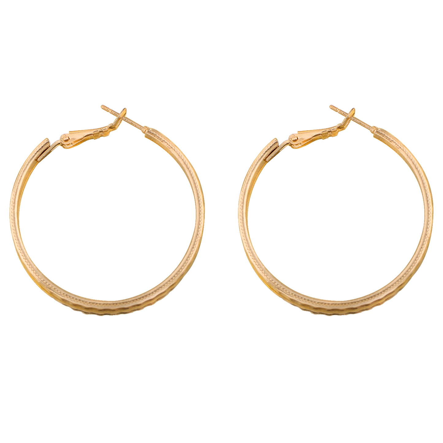 Alilang 14K Gold Plated Round Clip-top Hoop Earrings with 925 Sterling Silver Post for Women Girls
