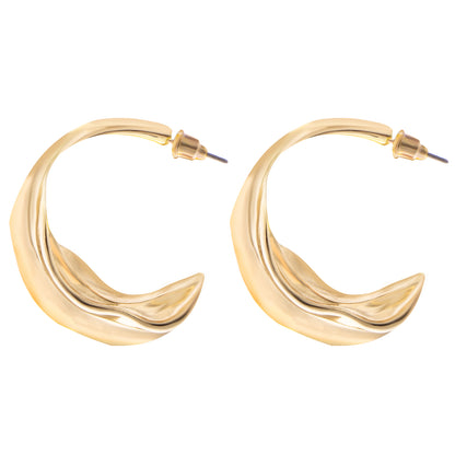 Alilang 14K Gold Plated Chunky Open Hoop Earrings with 925 Sterling Silver Post for Women Girls