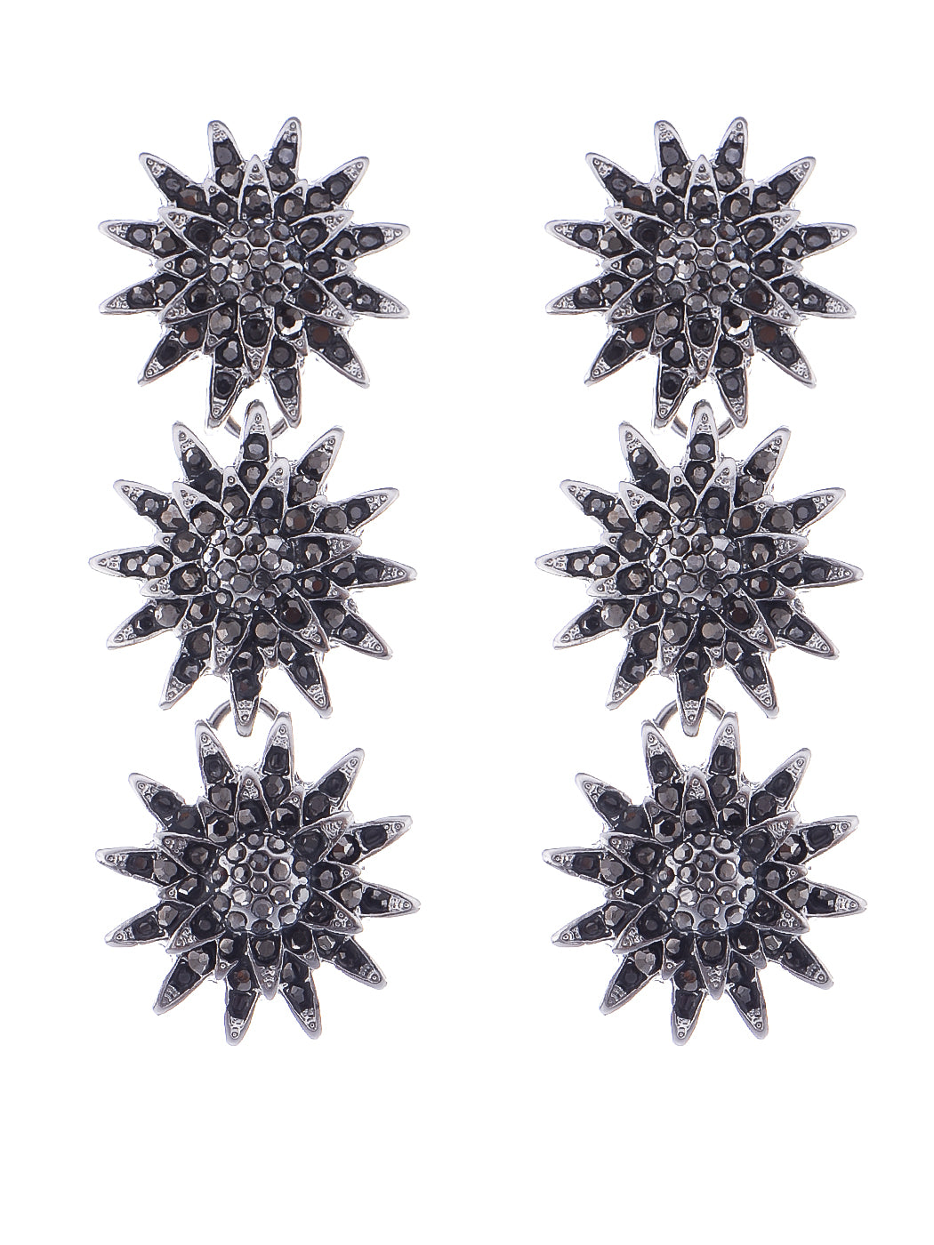 Alilang Exaggerated Luxury Sunflower Stars Earrings Snow Dangle Drop Earrings for Women Rhinestone Punk Earrings Boho Vintage Jewelry