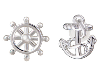 Blue Nautical Anchor Stud Earrings - ALILANG.COM