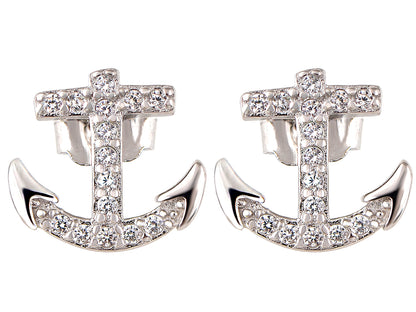 Blue Nautical Anchor Stud Earrings - ALILANG.COM