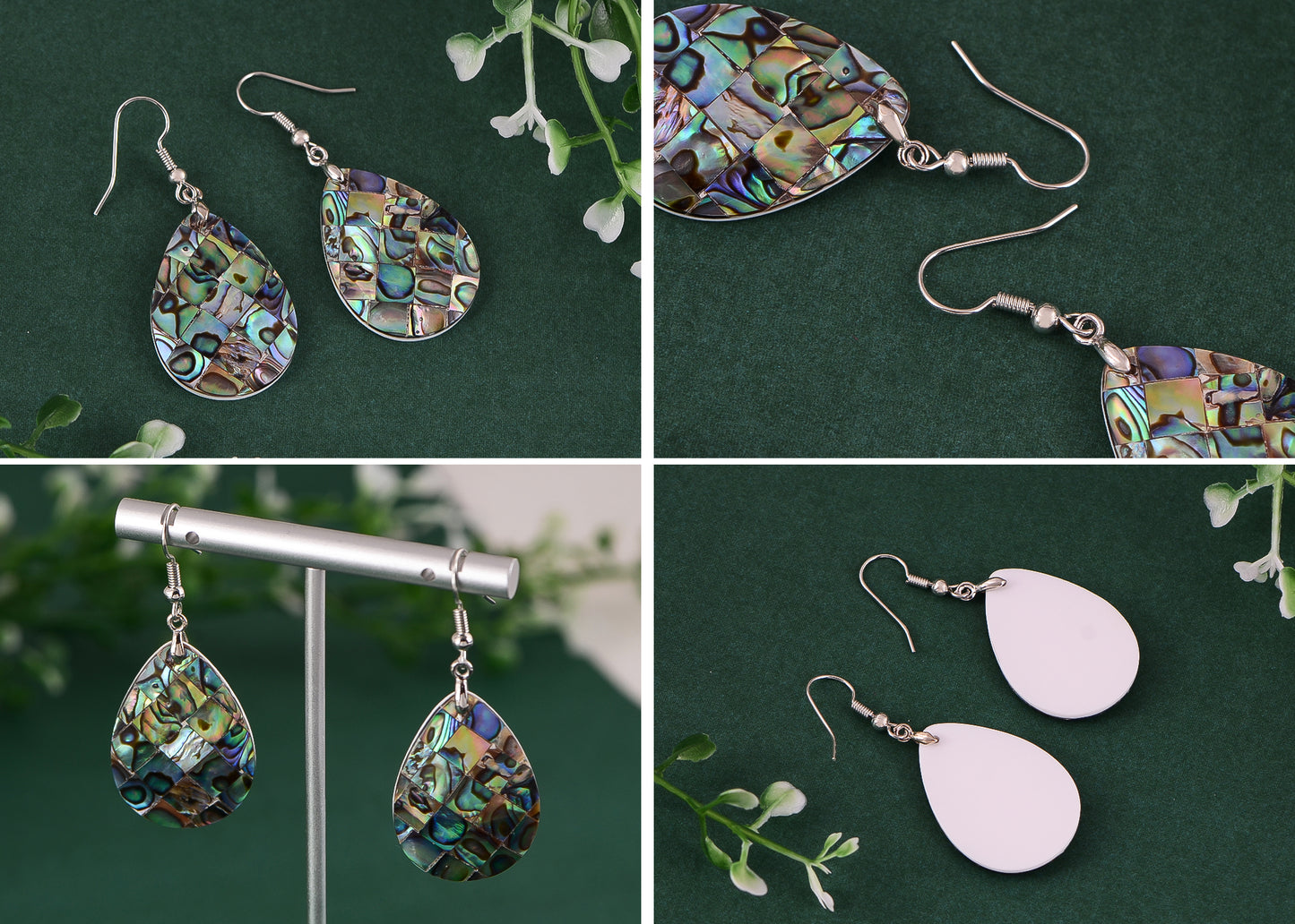 Alilang Mosaic Harmony Natural Abalone Shell Handmade Dangle Earrings Shell Jewelry