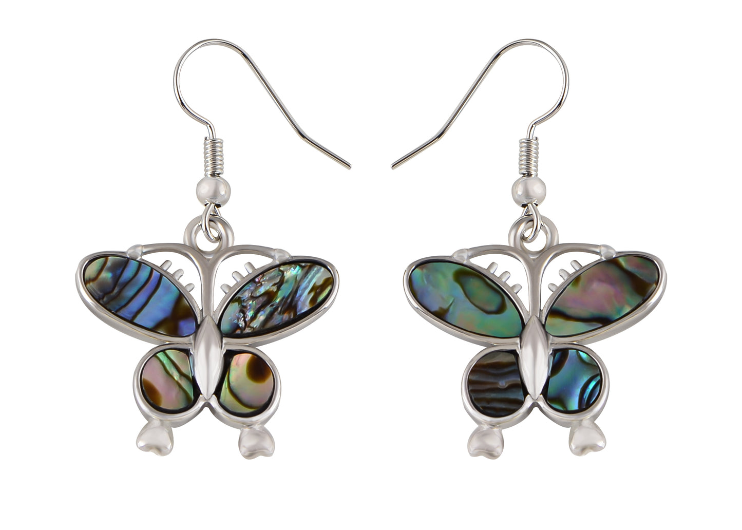 Alilang Creative Animal Shape Silver Tone Alloy Natural Abalone Shell Earrings Dangle Handmade Women Jewelry